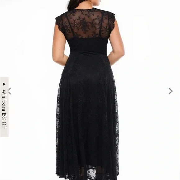 Popilush - Shapewear Boho Floral Lace Front Slit Maxi Dress-XXL - Picture 6 of 6